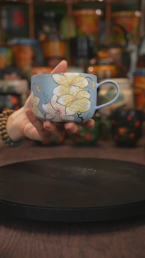 紫砂油画手绘釉下彩