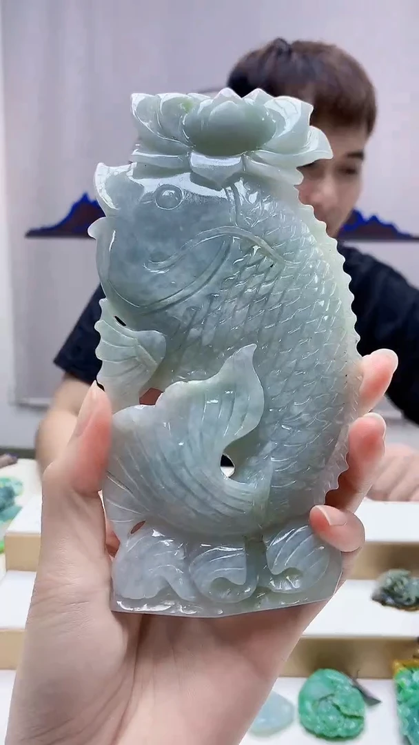 未镶嵌定制翡翠4868zm-毛货摆件年年有鱼91