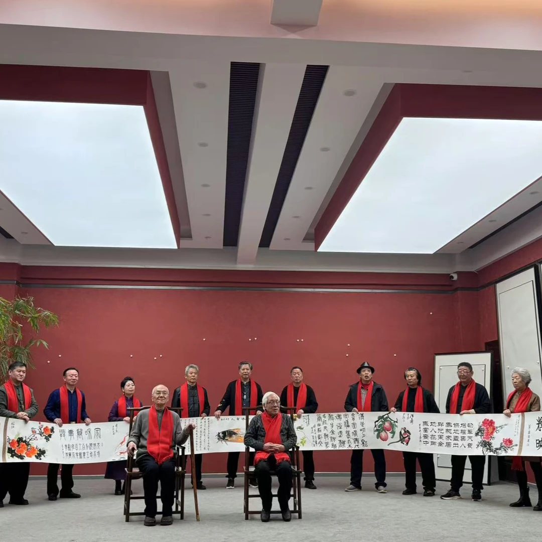 12位书画家共创10米红木册页装裱书法国画手写手绘字画书画
