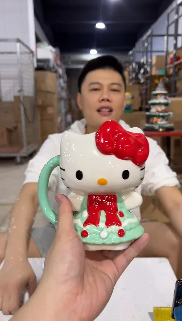瓷片圣诞绿色裙子kt全身杯