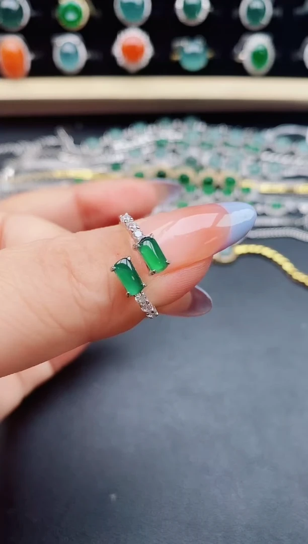 翡翠戒指银S925镶嵌312321