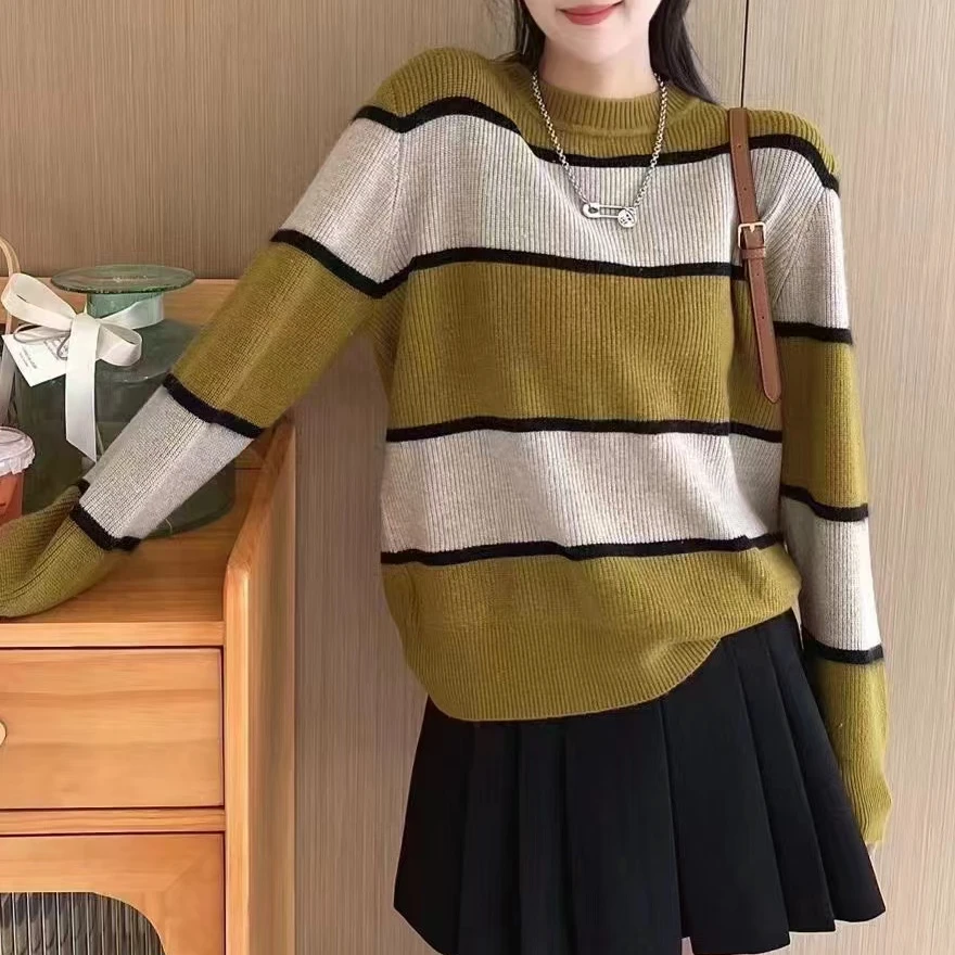 277#新款条纹长袖套头针织衫60