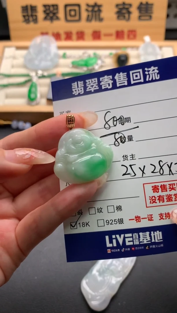 翡翠18K金镶嵌颈饰10137043