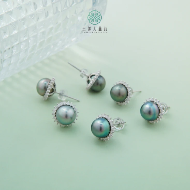石惑珠宝*珍珠大溪地耳钉约8mm-多样性发一