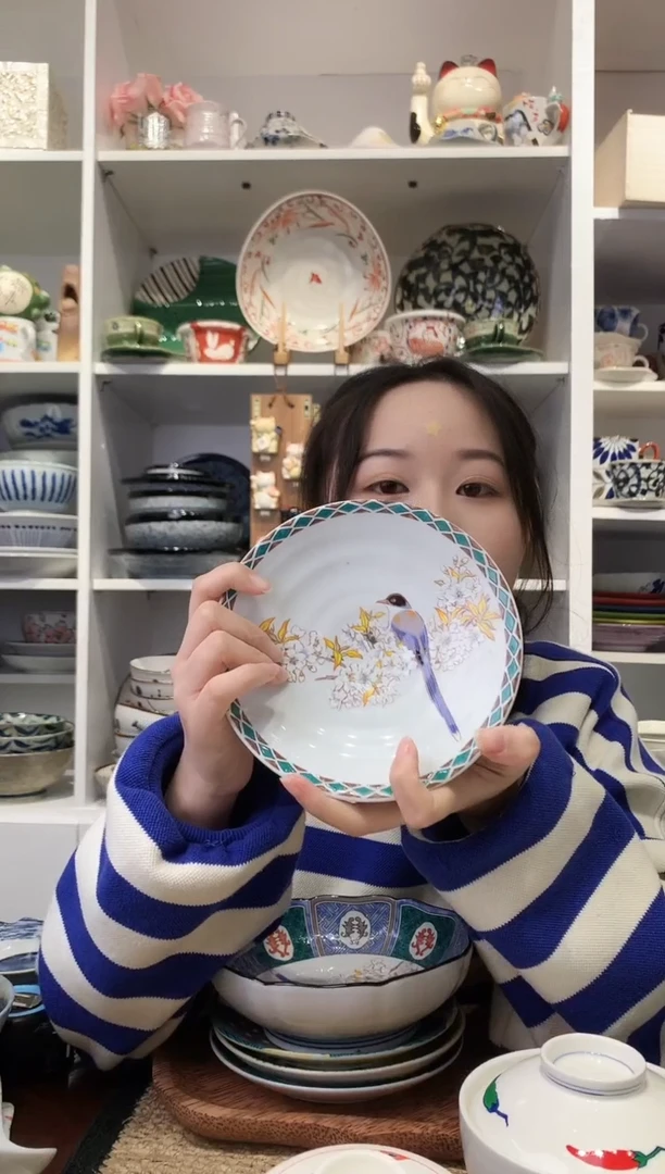 陶瓷【微瑕】九谷雀鸟小盘16cm