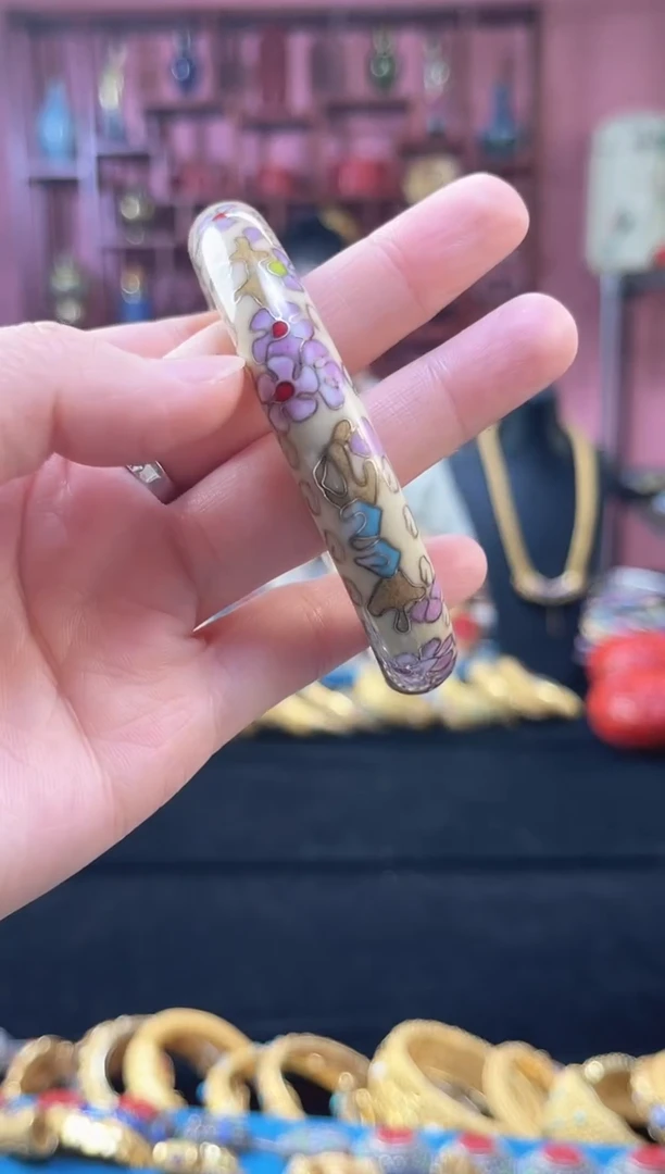 非遗 景泰蓝棍镯 60/宽版 米色