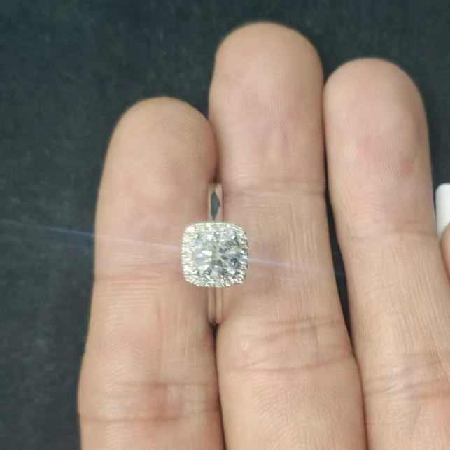 【合成/培育】18K金培育钻石女戒方糖款