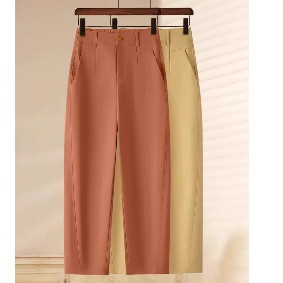 高级感冰丝九分西装裤女士2025年春夏季镰刀休闲裤直筒烟管哈伦裤