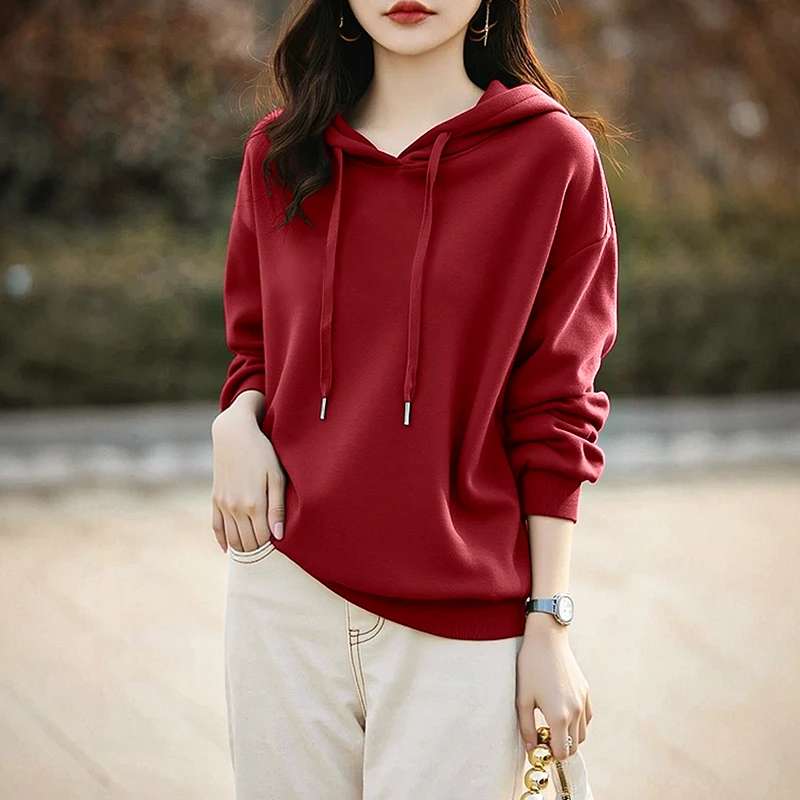 连帽长袖卫衣加绒上衣通勤2025新款时尚洋气宽松休闲秋冬加厚外套