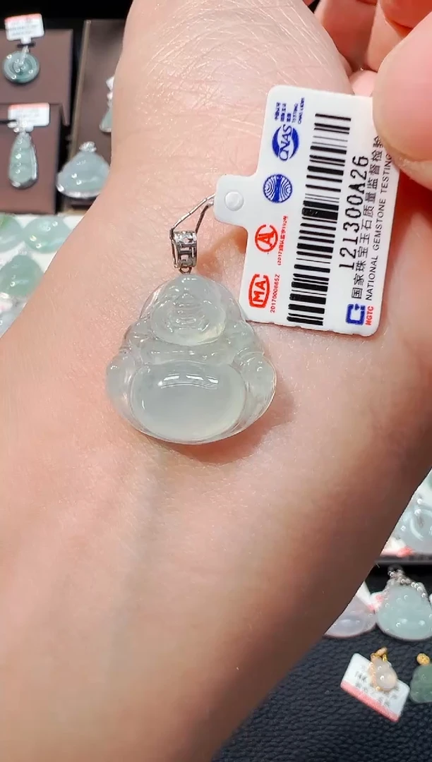 翡翠18K金镶嵌吊坠(不含链)佛公吊坠A26