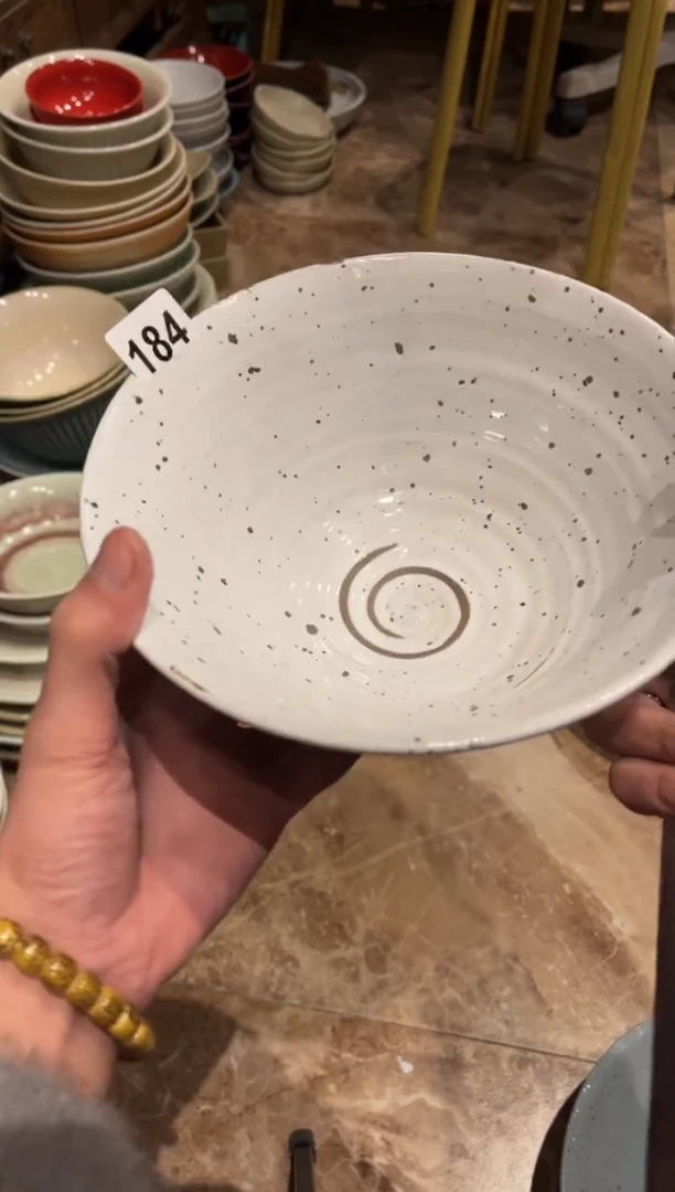 【闪购商品】瓷片184白麻点手工斗笠面前1个