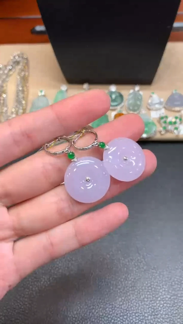 【闪购商品】翡翠耳饰18K金镶嵌平安扣【无服务费】