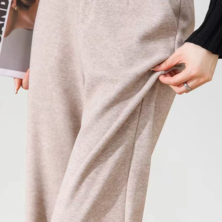 【专柜现货13】8121秋冬新款蚕 丝羊 绒窄版直筒裤休闲直筒瓦莎百搭