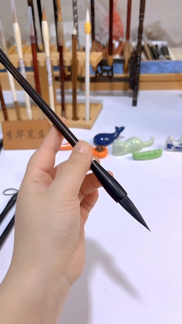 【银狐】黑檀杆玄狐中楷毛笔1支 行书楷书隶书草书作品款