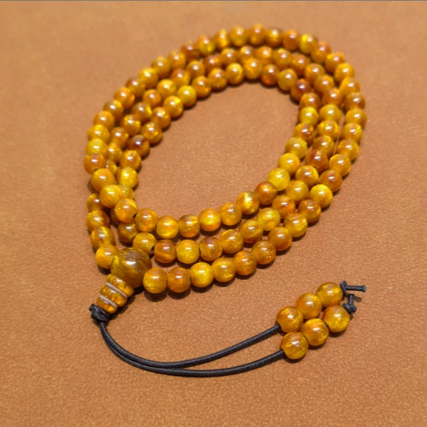 A328-金丝楠木满金沙文玩手串手链脖挂链6mm*108颗