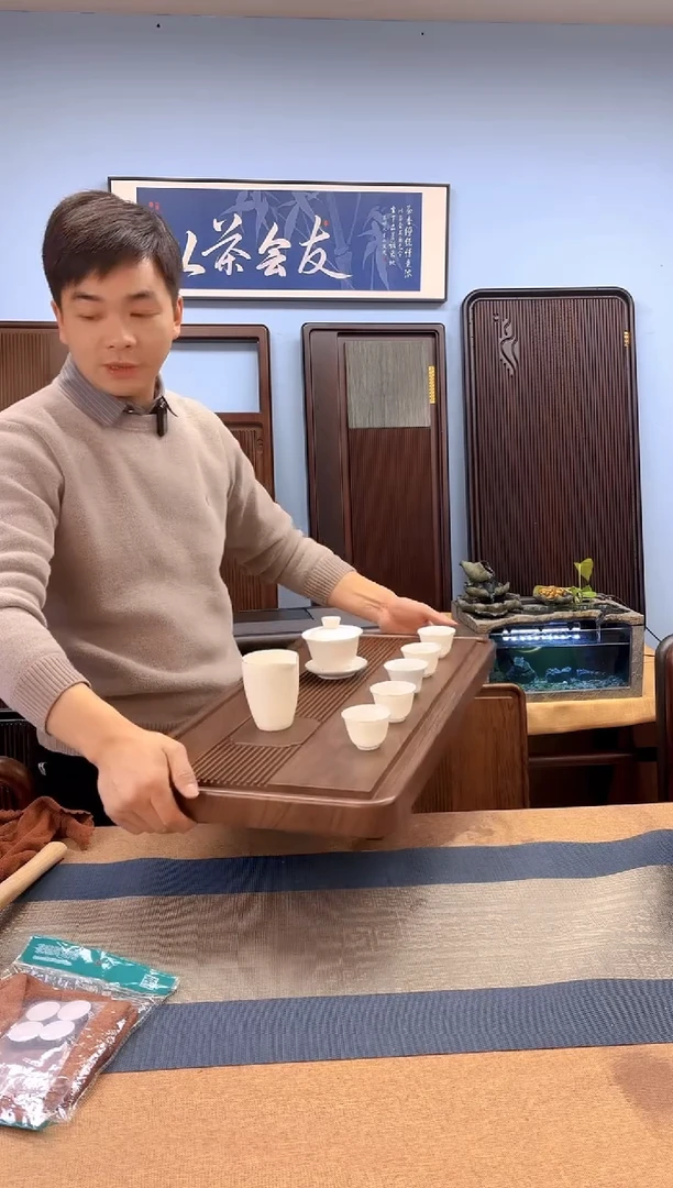 【闪购商品】八角胡桃色款式茶盘70*35*4
