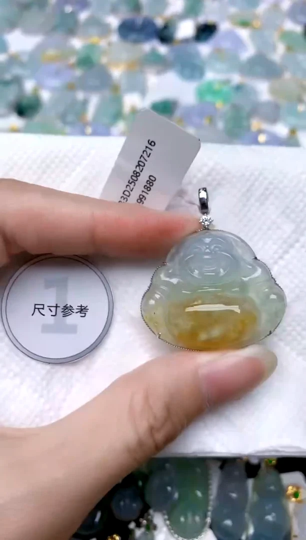 颈饰18K金镶嵌翡翠天然A货翡翠