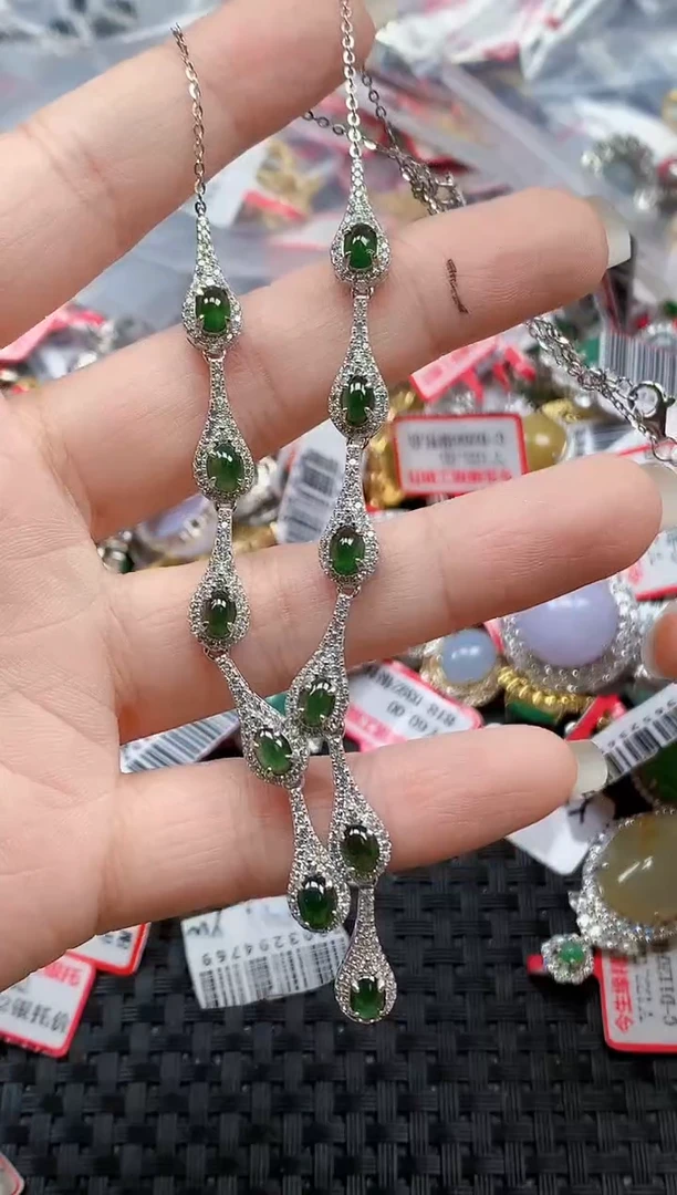 银S925镶嵌戒指翡翠天然A货缅甸翡翠