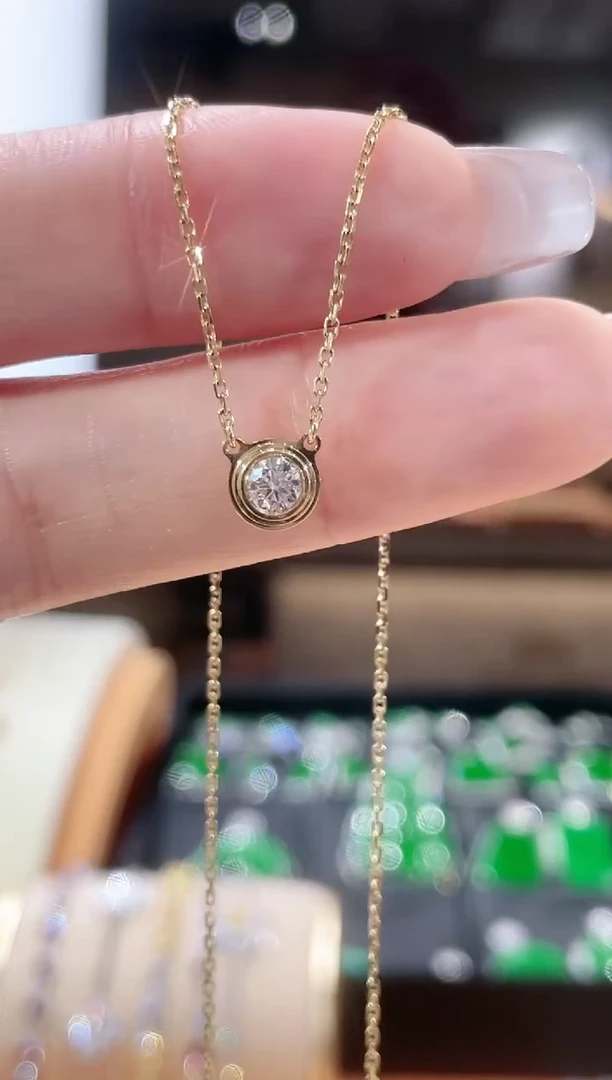 【闪购商品】钻石项链18K金镶嵌项链黄色