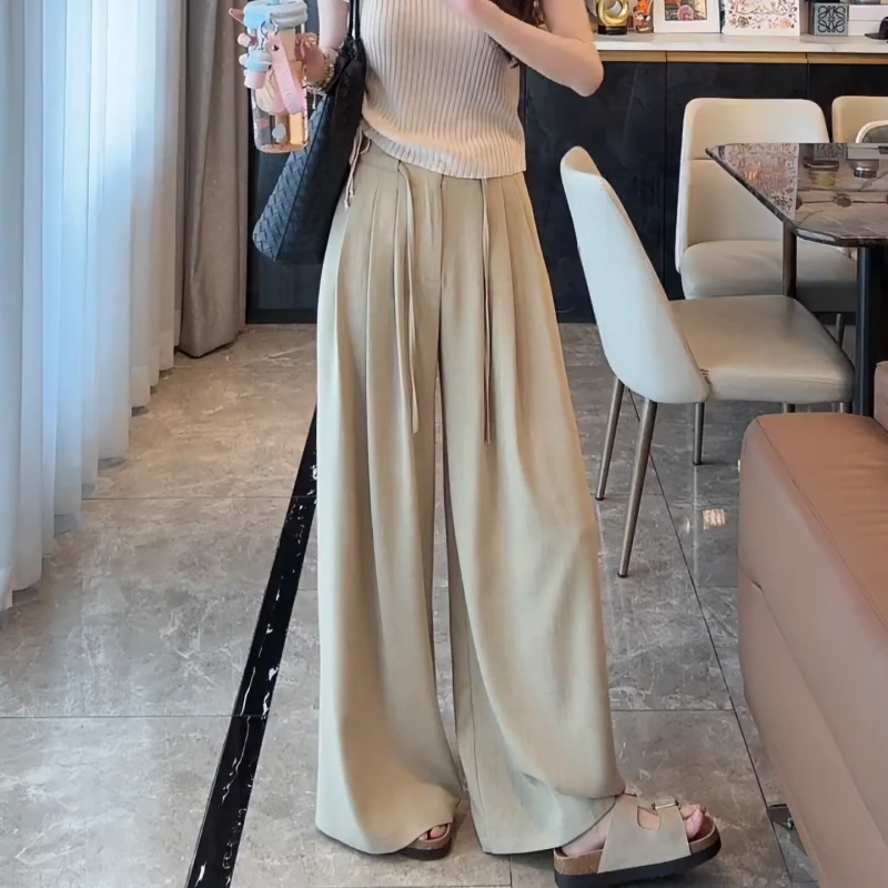 2025松弛裤～夏季气质显瘦直筒时尚高腰垂感韩版休闲裤LK2502590