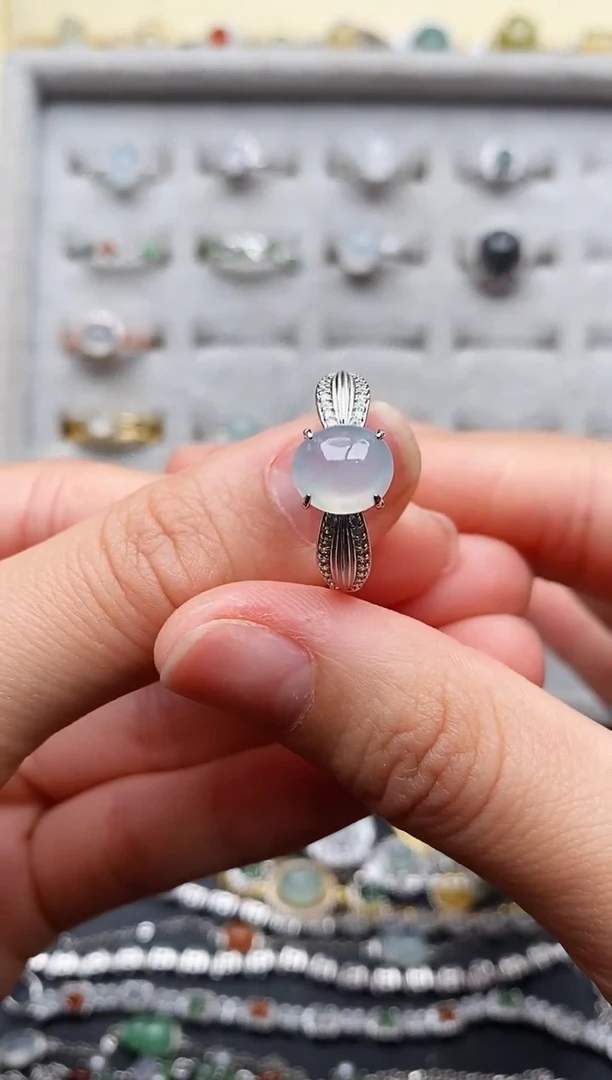 翡翠戒指银S925镶嵌3333333+4