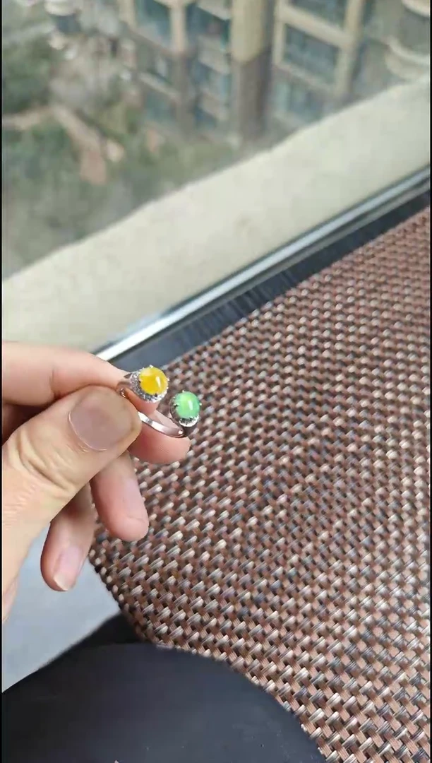 【闪购商品】翡翠戒指银S925镶嵌翡翠戒指S925银镶嵌