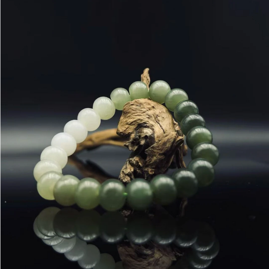 和田玉晴水渐变算盘珠手串（卡10）2169