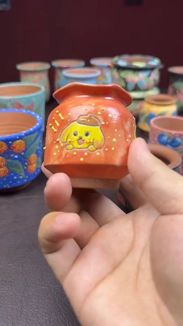 煅物手绘多肉花盆