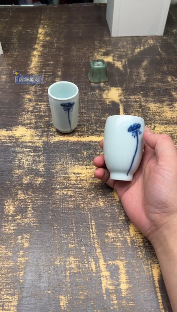 笔**秋刘钦莹天予汝釉青花福气杯