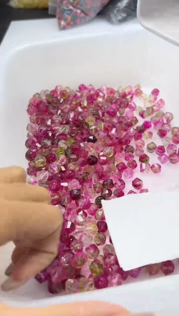 未镶嵌颈饰碧玺w1848西瓜碧玺扭珠10mm*15颗