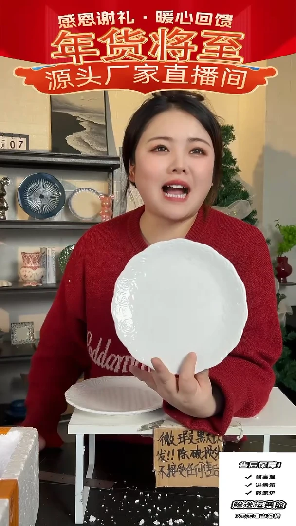 【闪购商品】瓷玫瑰花盘2只装