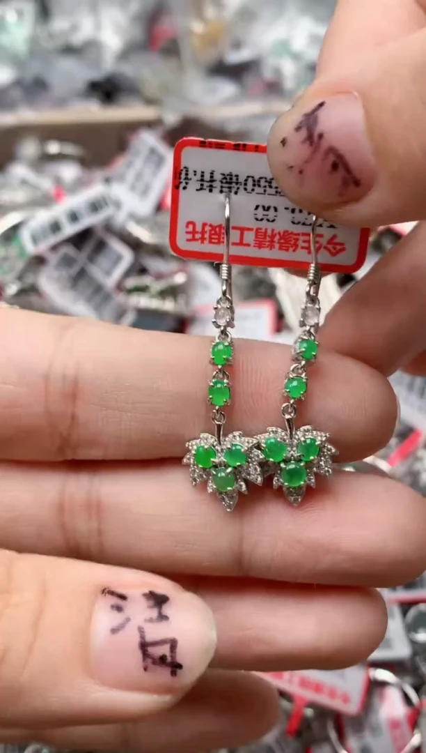 银S925镶嵌戒指翡翠天然A货缅甸翡翠