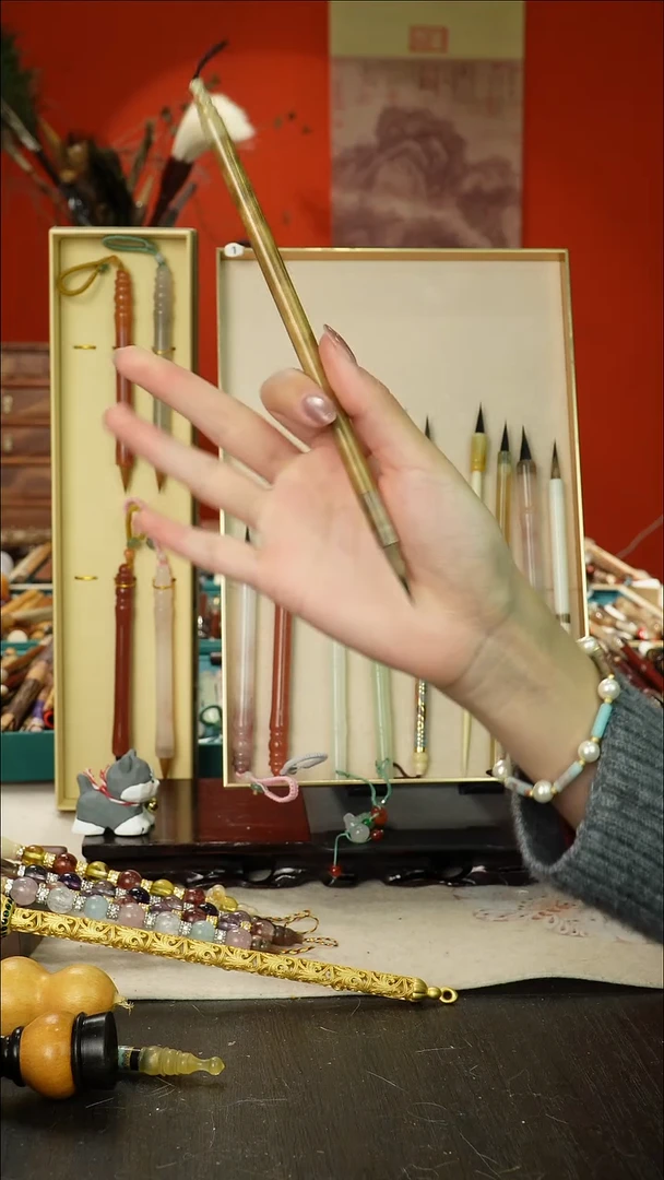 闪14孤品高货毛笔链接 清水试笔 蘸墨不退