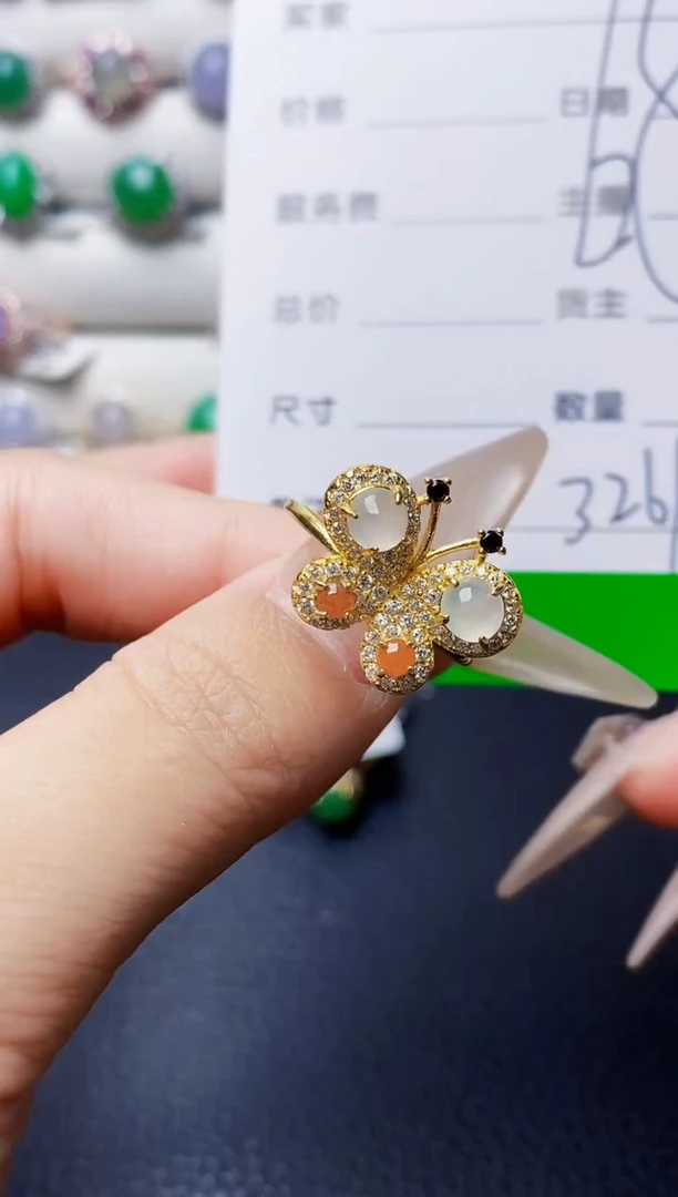 银S925镶嵌戒指翡翠3269