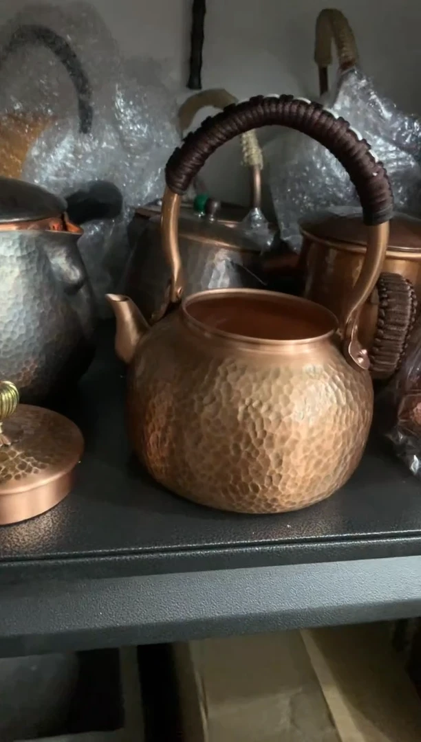 金属600cc纯紫铜锤纹提梁壶