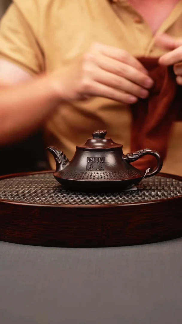茶壶紫砂古红泥 云炉 滕王阁
