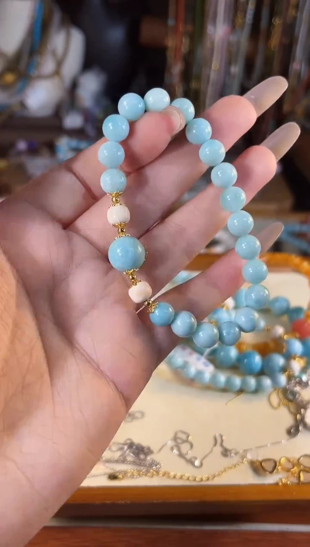 【闪购商品】针钠钙石（海纹石）手链银S925镶嵌多样性发货其一