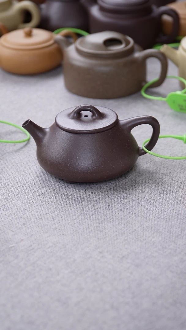 茶壶紫砂千禧紫泥平盖石瓢