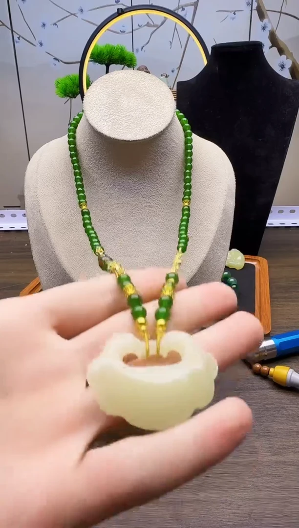 和田玉14K金镶嵌颈饰X21