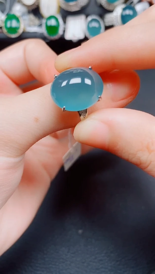 银S925镶嵌戒指翡翠翡翠