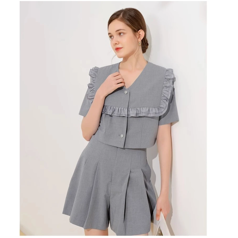 velwin蔚雯休闲风时尚套装小众减龄小香风法式NEWW955A07