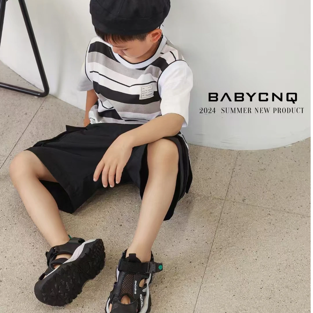 宝贝传奇儿童户外休闲包头凉鞋，轻薄透气，鞋头防踢，双层双色鞋底