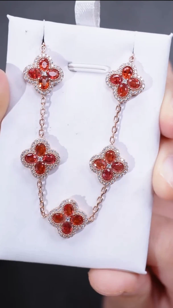 彩色蓝宝石颈饰银S925镶嵌颈饰