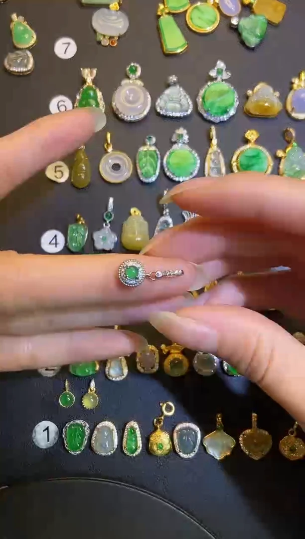 吊坠(不含链)银S925镶嵌翡翠1