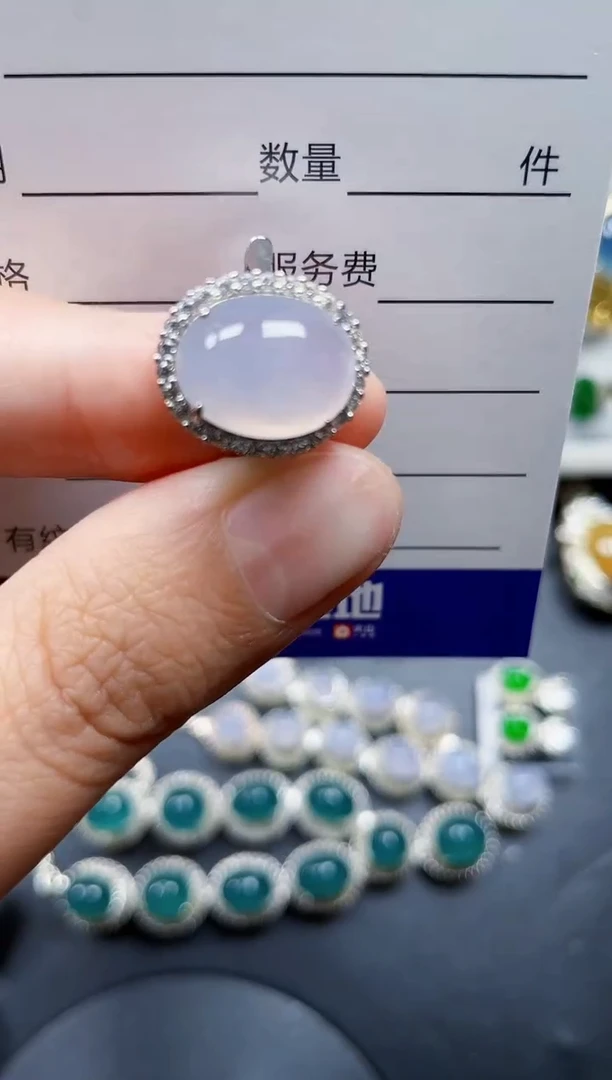 颈饰银S925镶嵌翡翠238