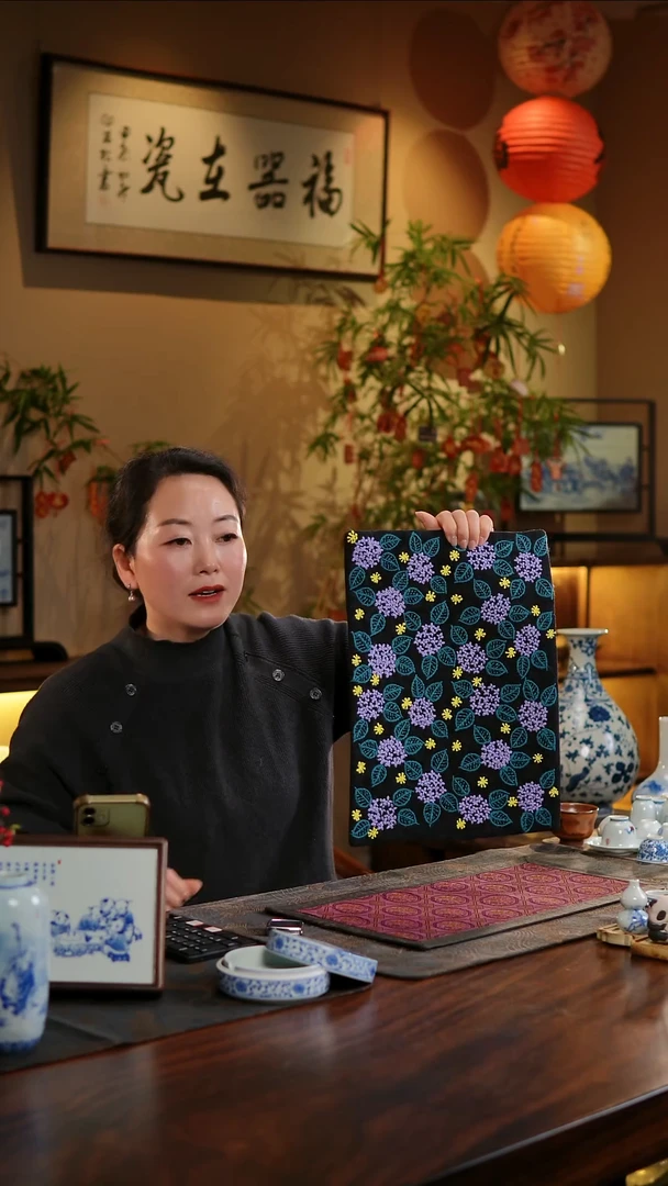 【闪购商品】织绣绣球花大号茶席A款