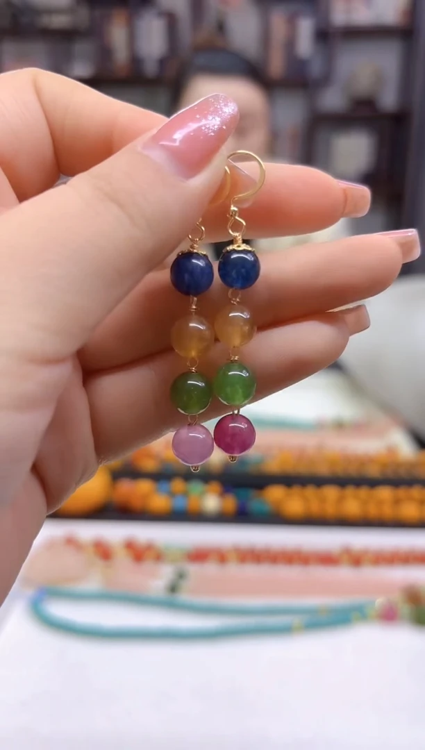 【闪购商品】碧玺耳饰14K金镶嵌耳坠E58