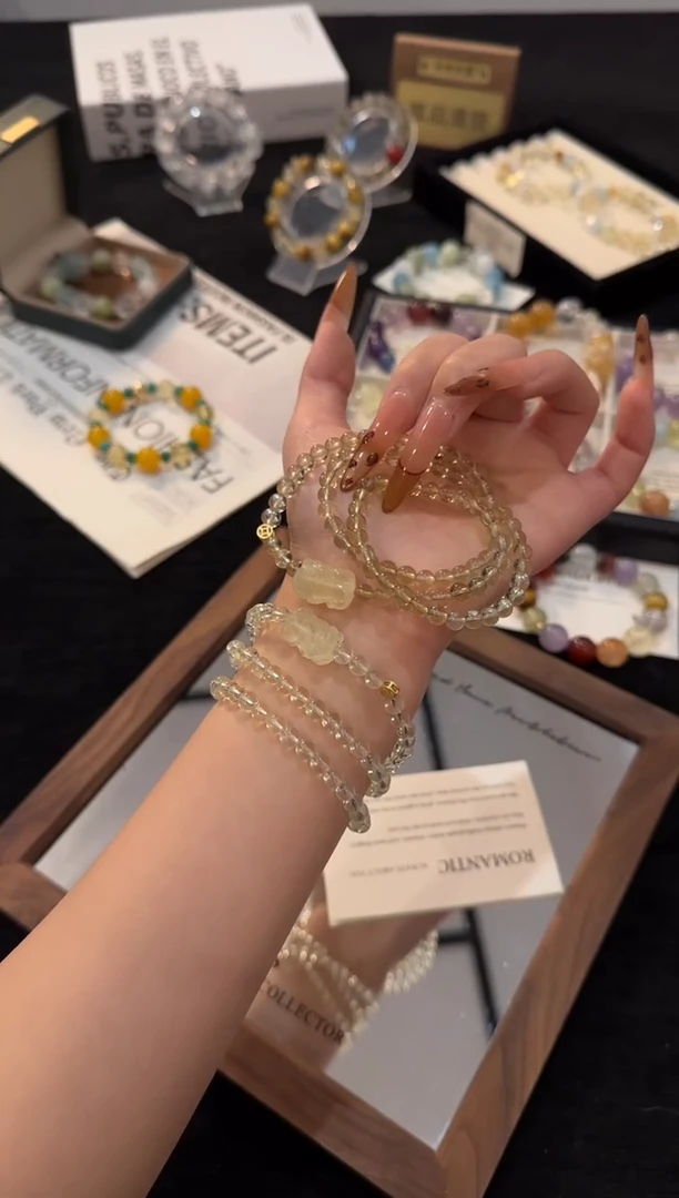 合金手链水晶黄水晶三圈x2330