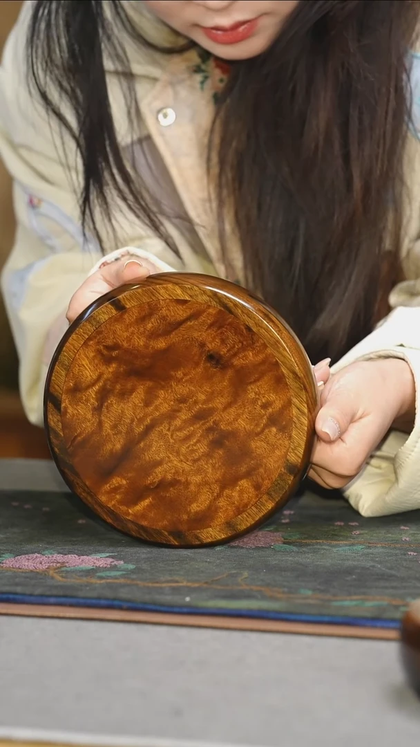 【闪购商品】楠木（金丝楠）其他古沉金丝楠壶承 龙胆花纹