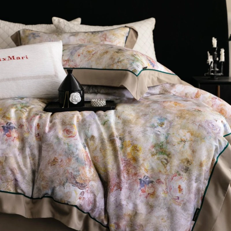 N福利！设计师款~法式轻奢复古风天丝棉磨毛床上四件套超柔高档JD